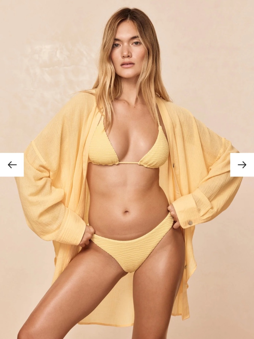 Monday Swimwear Yellow Textured Bikini with Matching Coverup - Women Swim